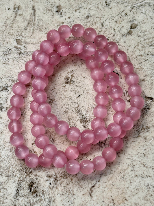 8mm Pink Cat’s Eye Bracelet