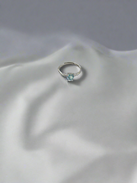 Aquamarine Tiny Heart S925 Ring