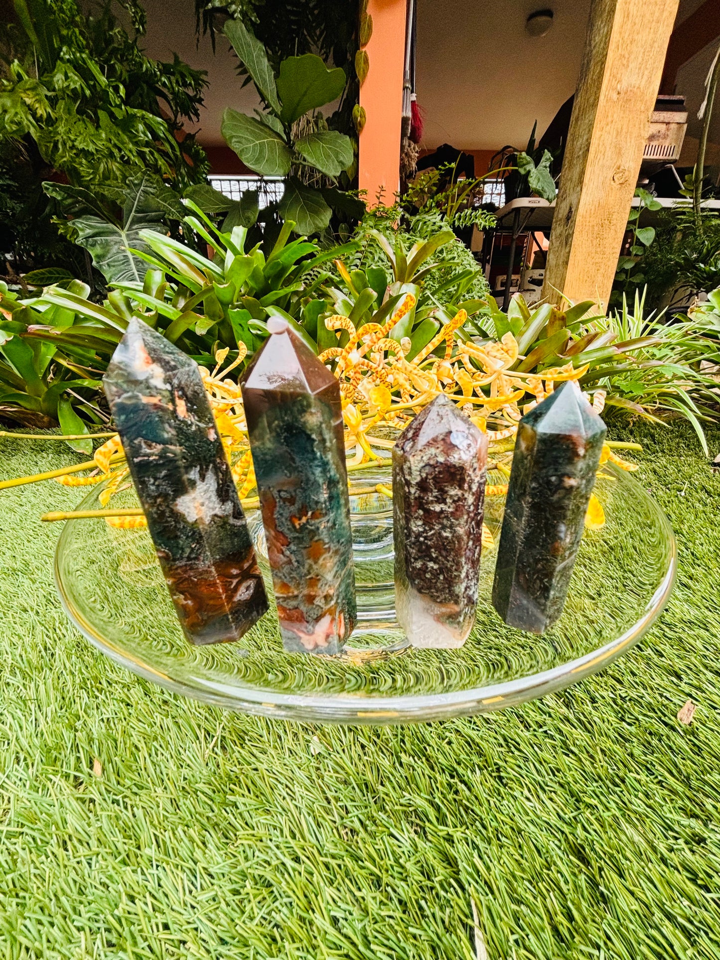 Red Moss Agate Towers