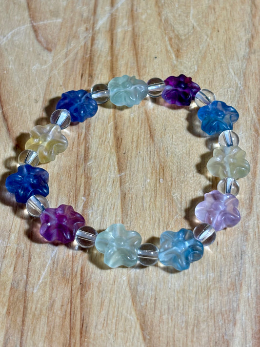 Rainbow Fluorite Flower Bracelet