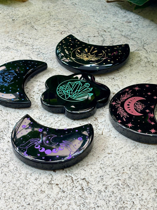 Bl Obsidian Flower / Moon Plate