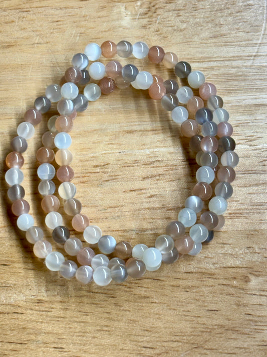 Peach Moonstone Triple Wrap Bracelet