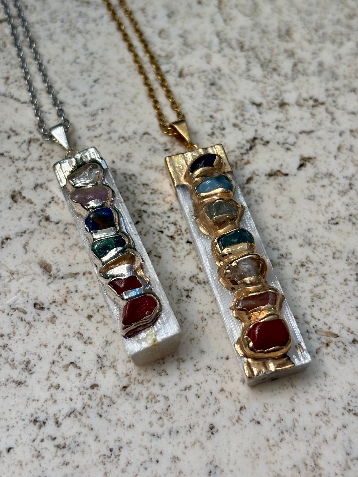 Selenite w Chakra Pendant and Chain