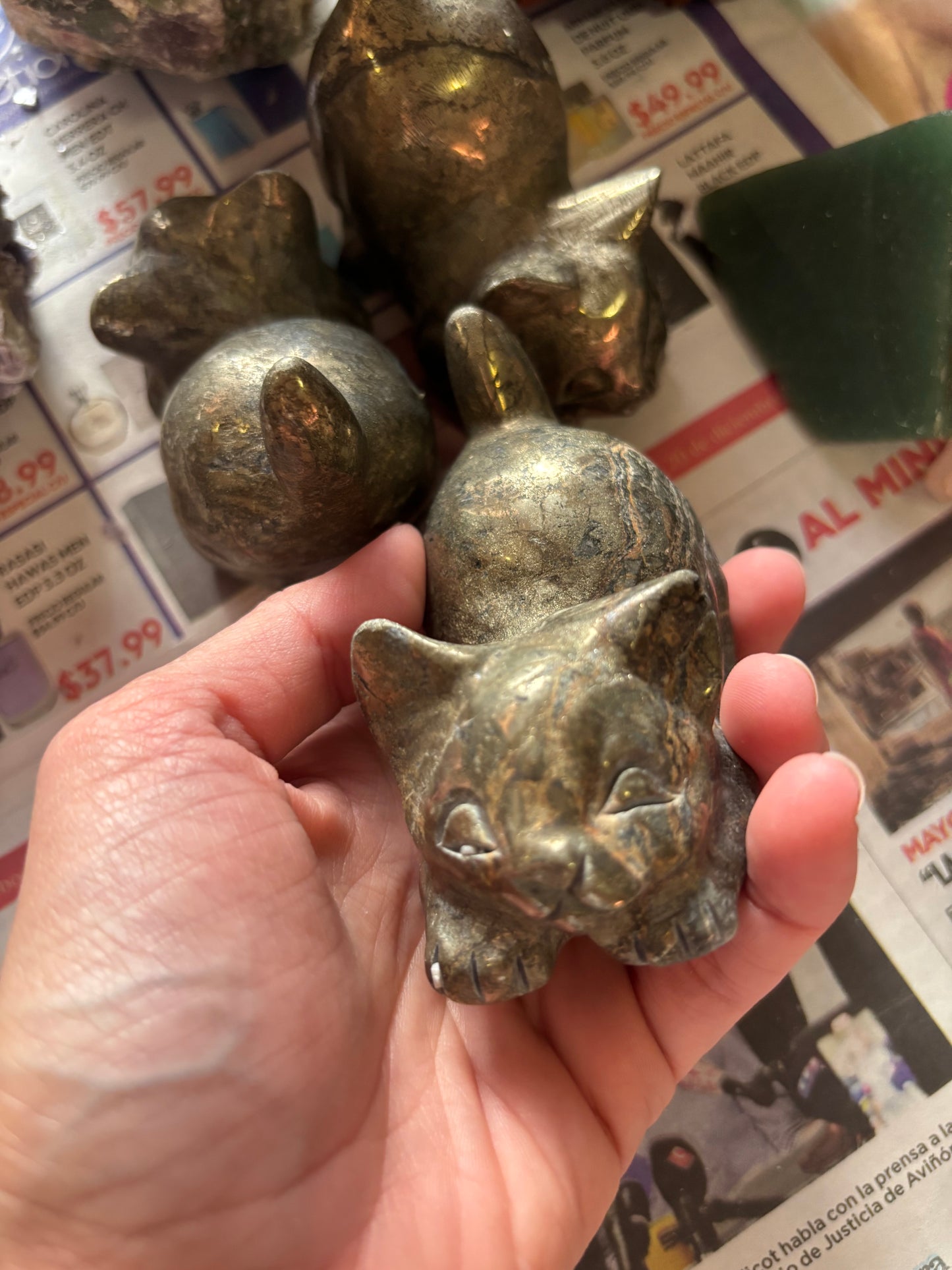 Pyrite Cat Carving