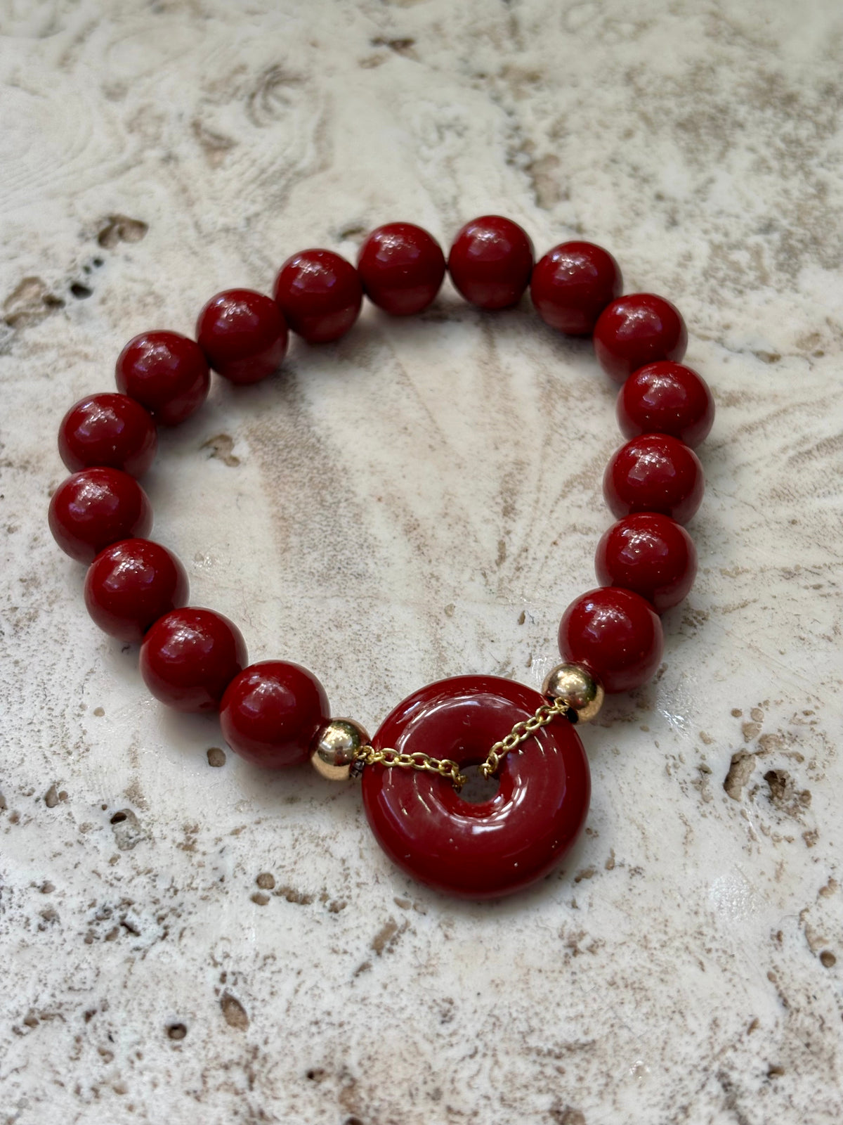 10mm Cinnabar w Donut Bracelet