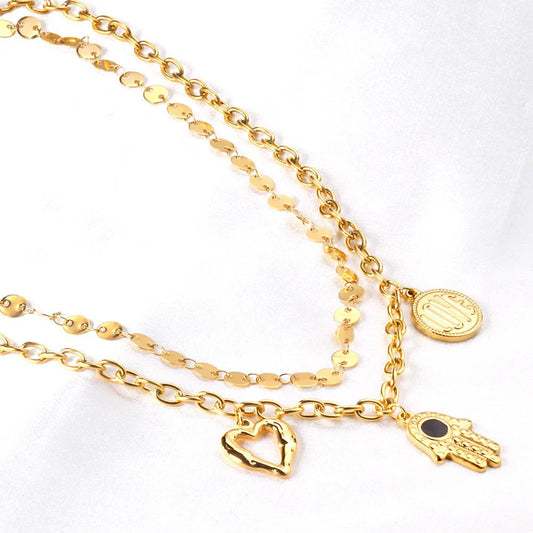 SS Hamsa Double Necklace