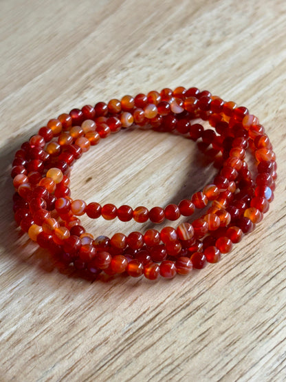 4mm Carnelian Agate Bracelet