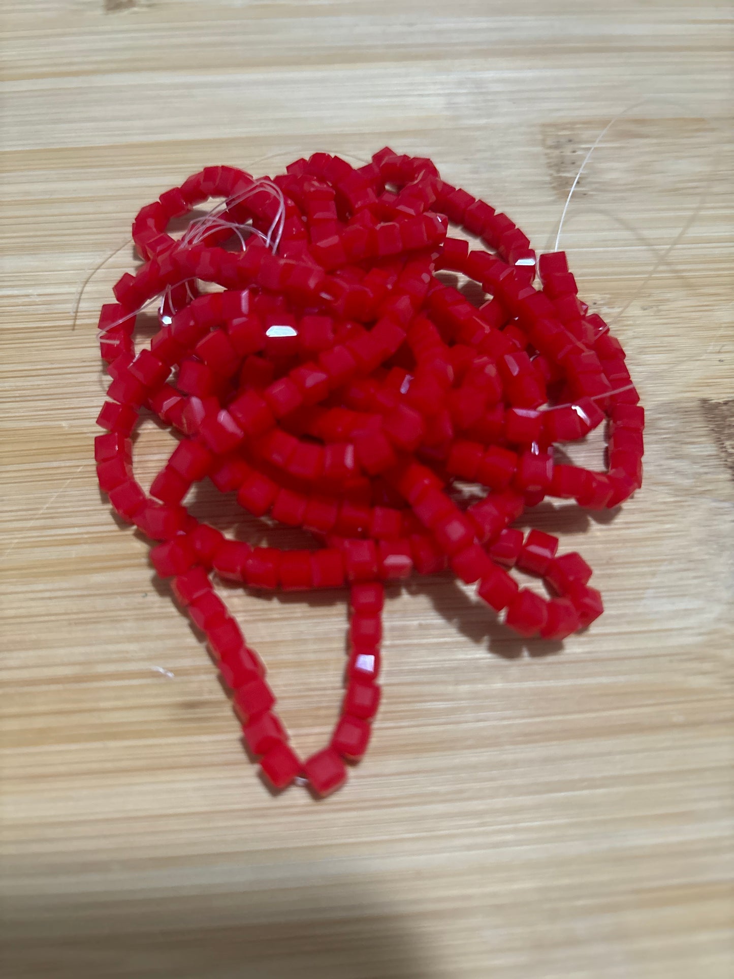 Red Cube Bead Strand