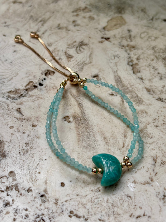 Adj Amazonite Moon Faceted Bracelet