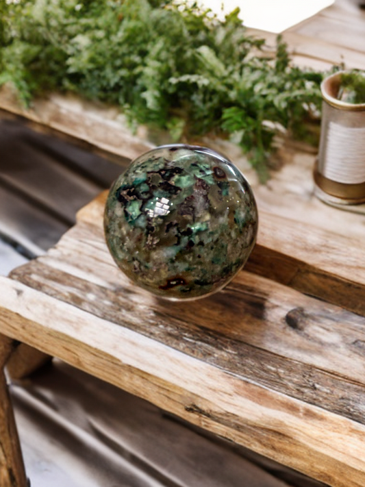 Green Flower Agate Sphere - Madagascar