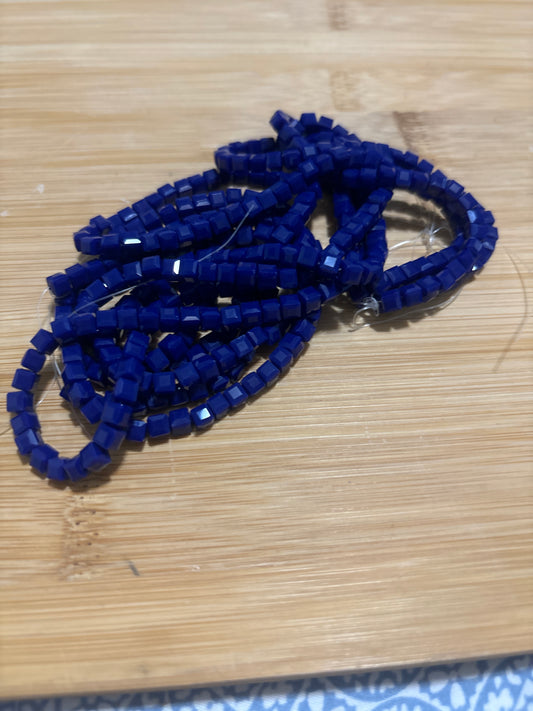 Blue Cube Bead Strand