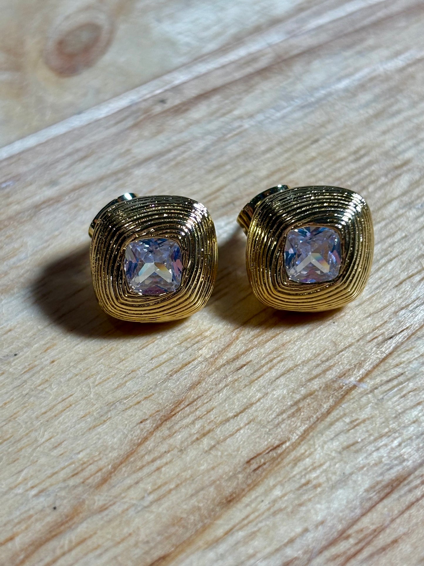 14kPlated Zircon Square Earrings