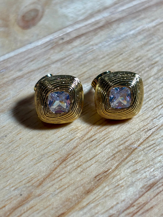 14kPlated Zircon Square Earrings