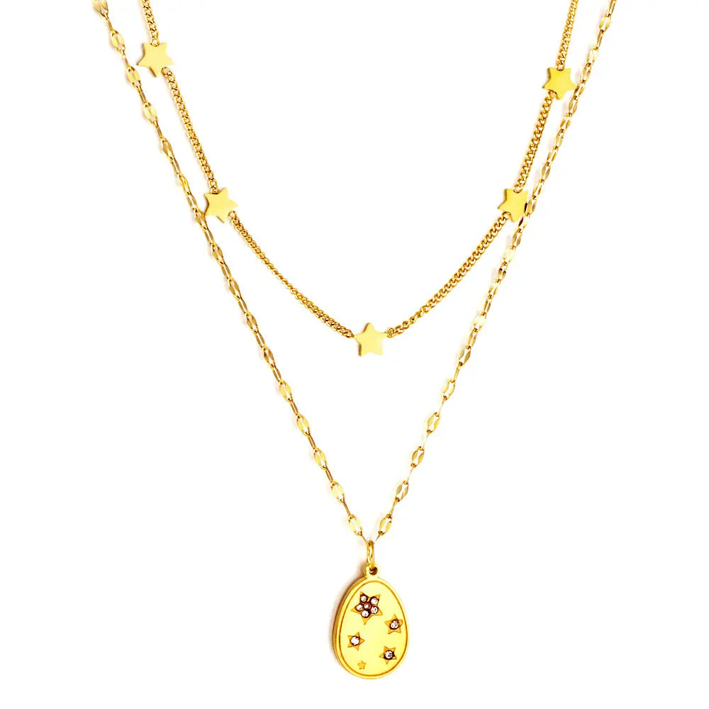 SS Tiny Stars Teardrop Necklace