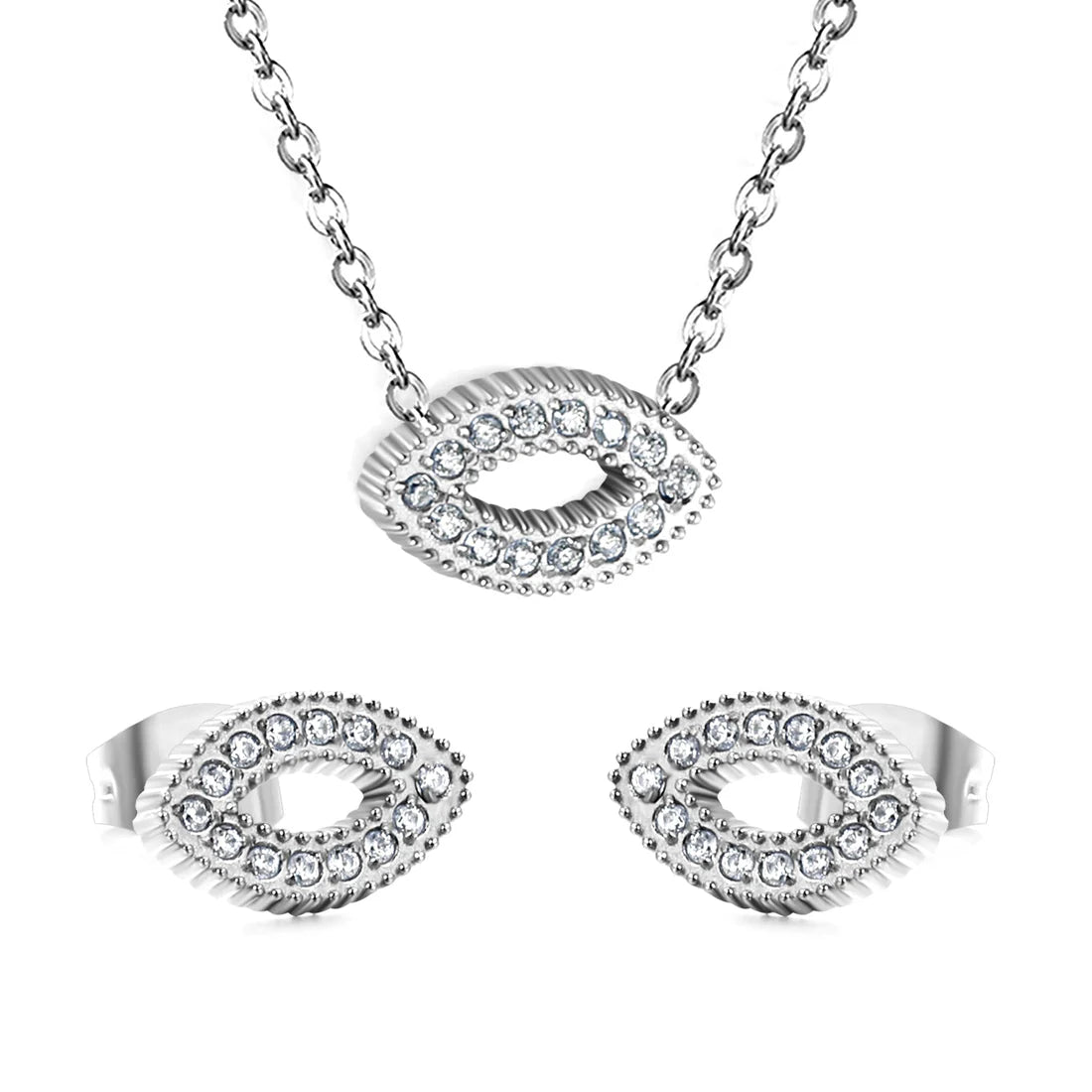 SS CZ Eye Necklace Set
