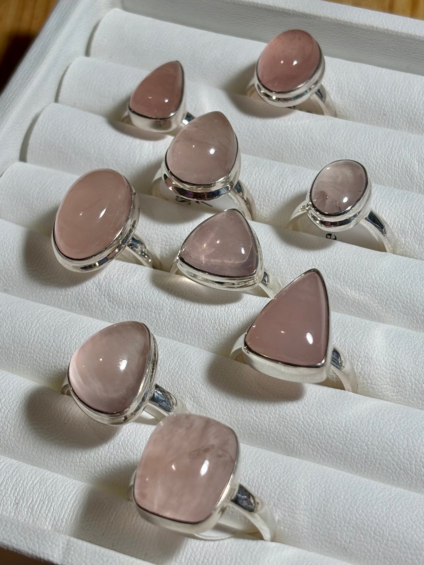 S925 Rose Quartz Rings