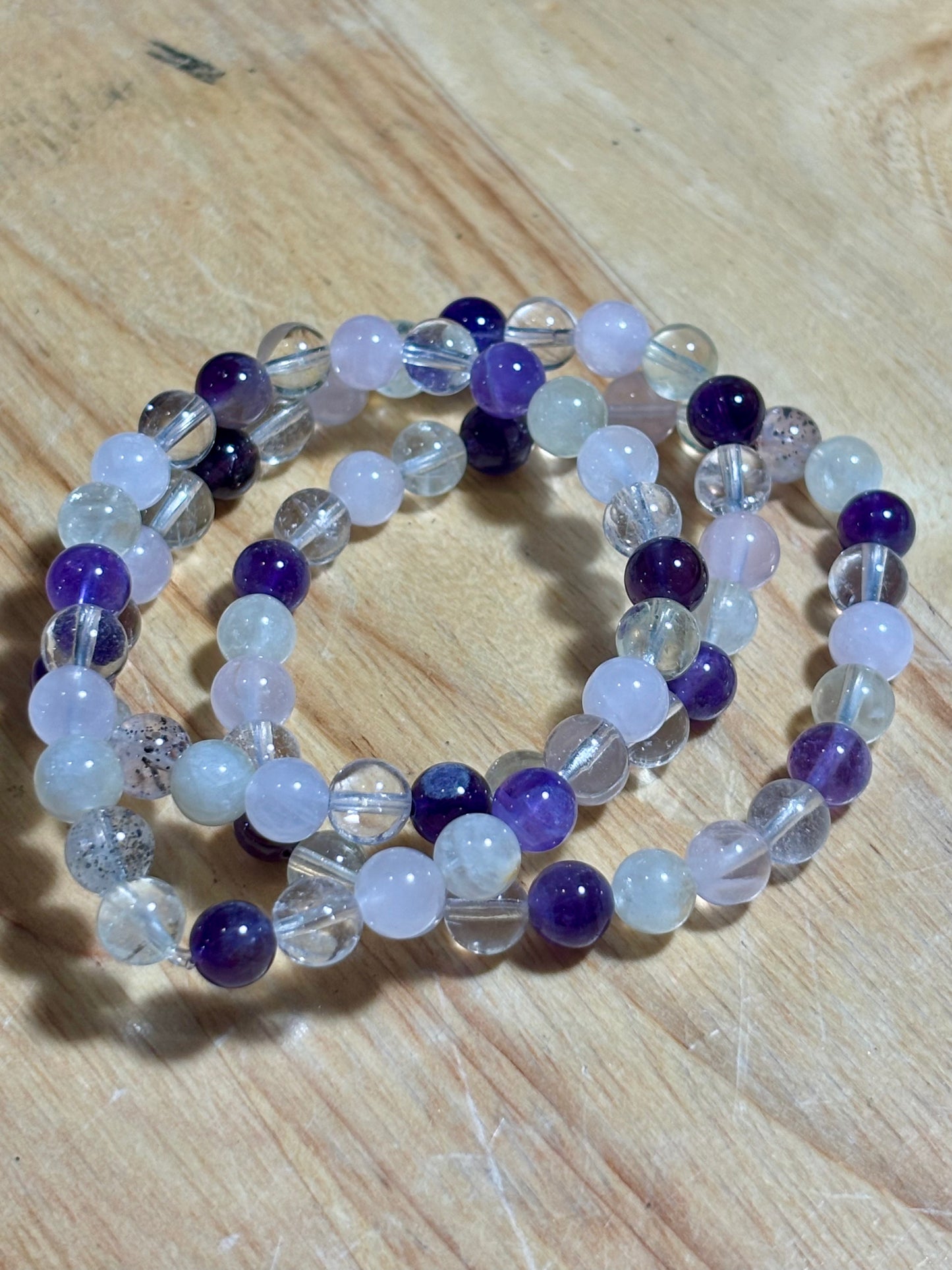 6mm Citrine, Cl Quartz, R Quartz, Amethyst Bracelet