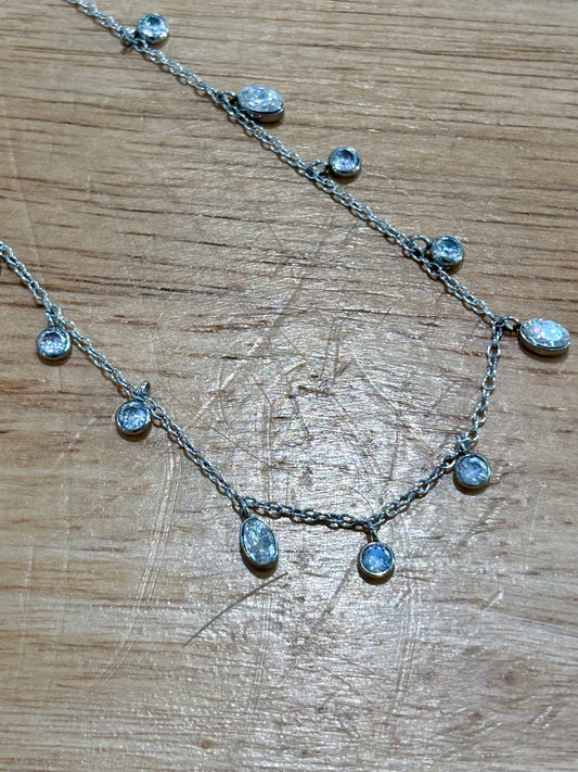 SS Teardrop Zircon Necklace