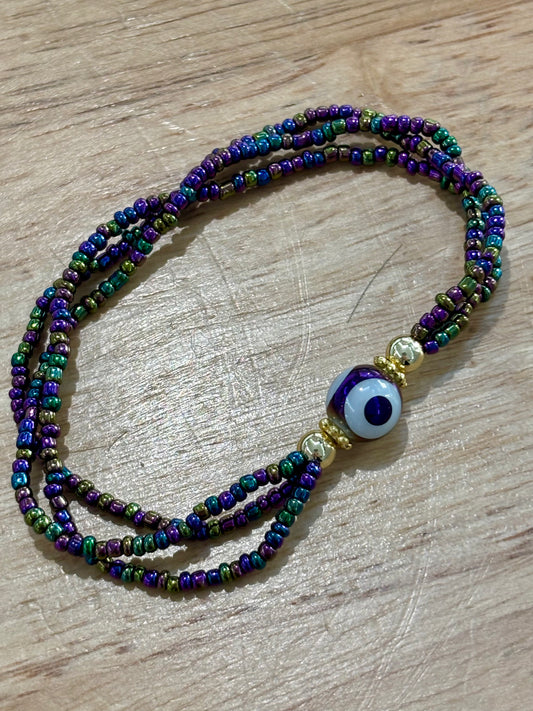 14kPlated Evil Eye Beaded Bracelet