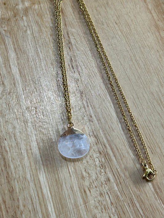 SS Clear Quartz Oval Necklace