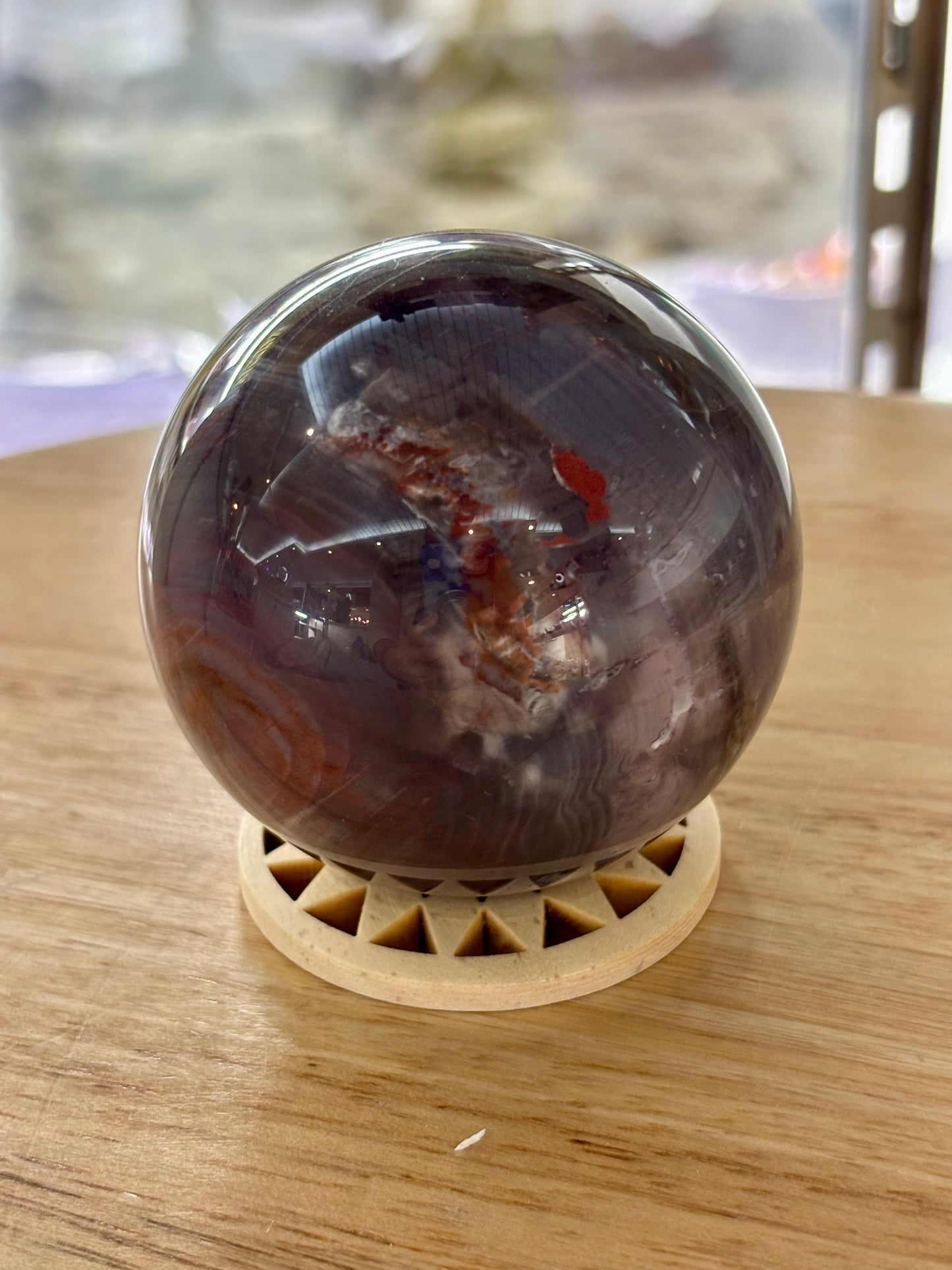 Agate with Red Jasper Sphere