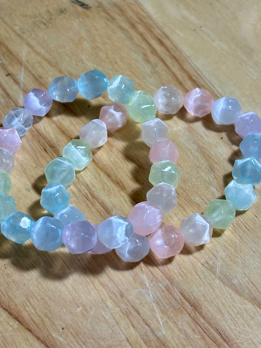 Colorful Selenite Cube Bracelet