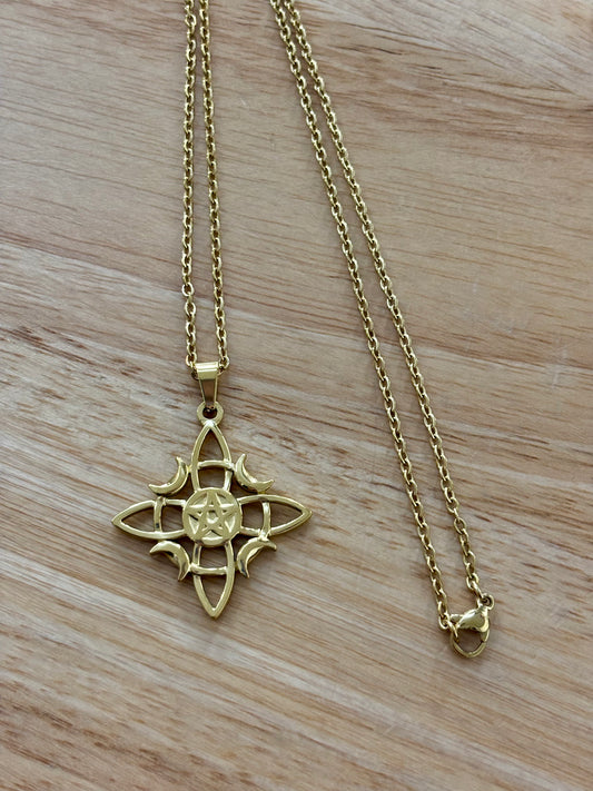 SS Golden Witch Knot Necklace