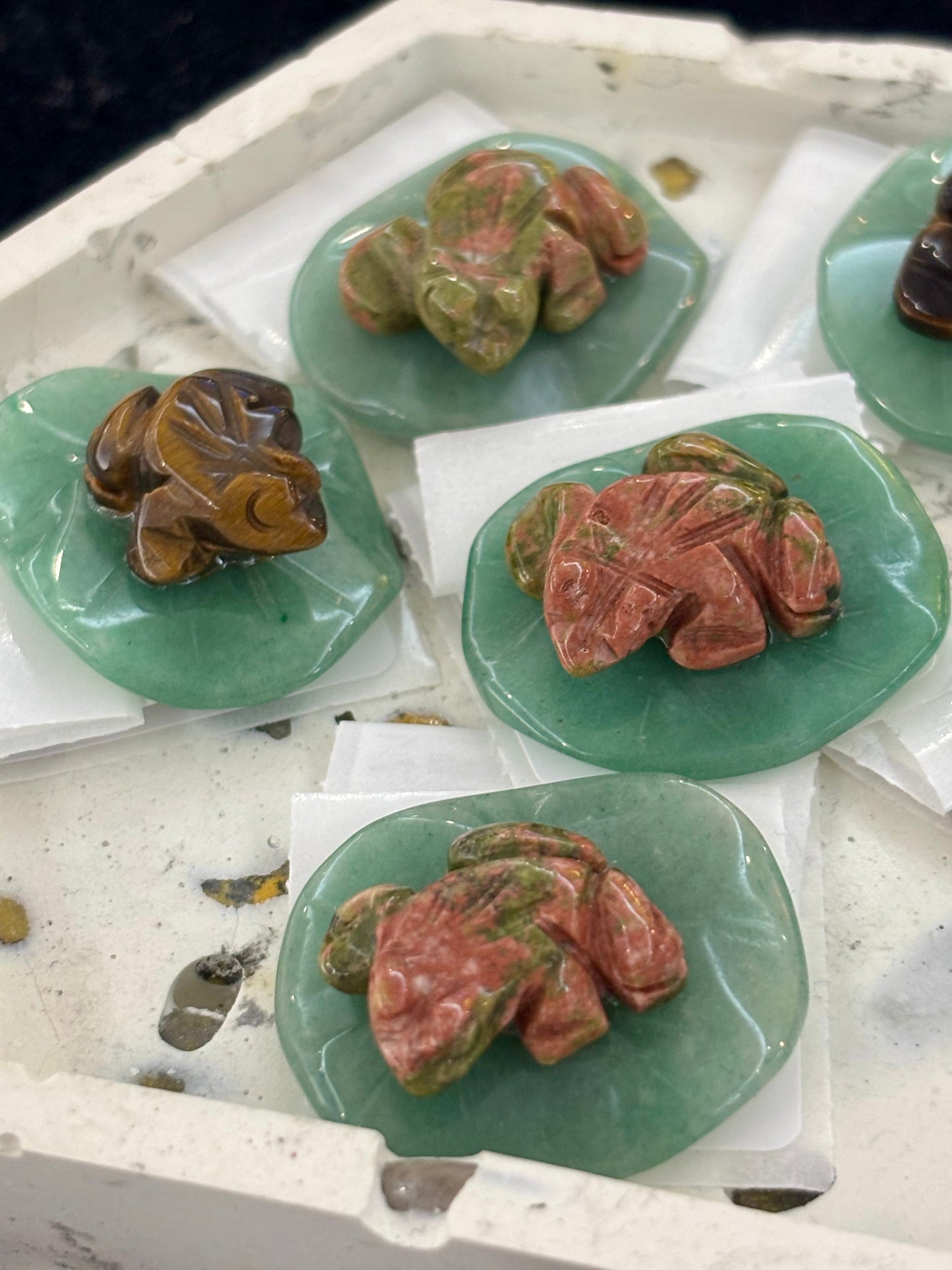 Tiny Frog on Leaf Carving