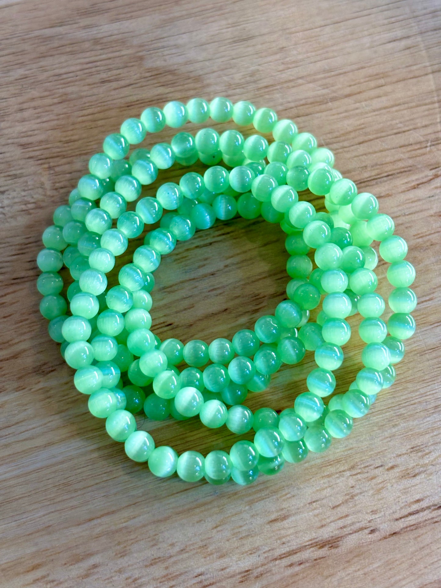 Green Cat’s Eye 6mm Bracelet