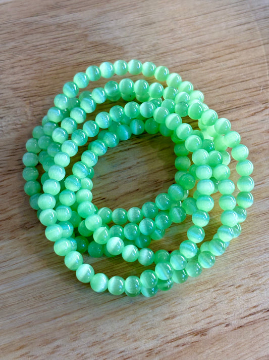Green Cat’s Eye 6mm Bracelet