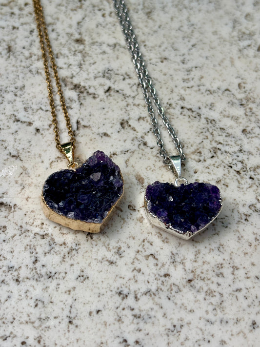Amethyst Heart w Chain