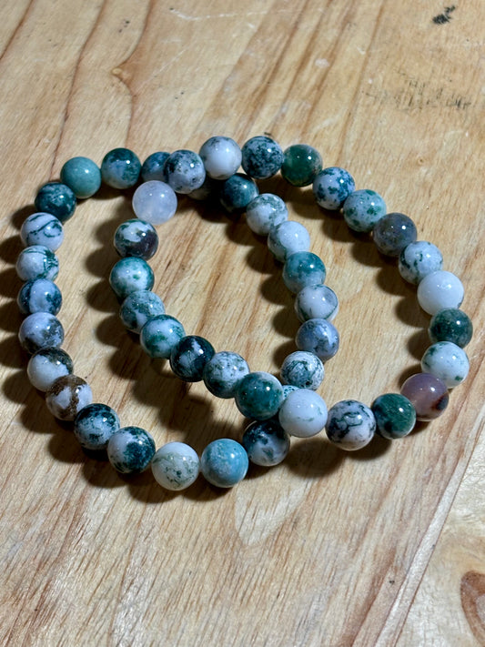 8mm Green Moss Agate Bracelet