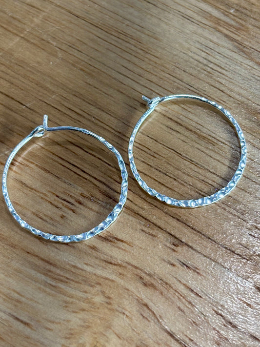 S925 Hammered Hoop Earrings