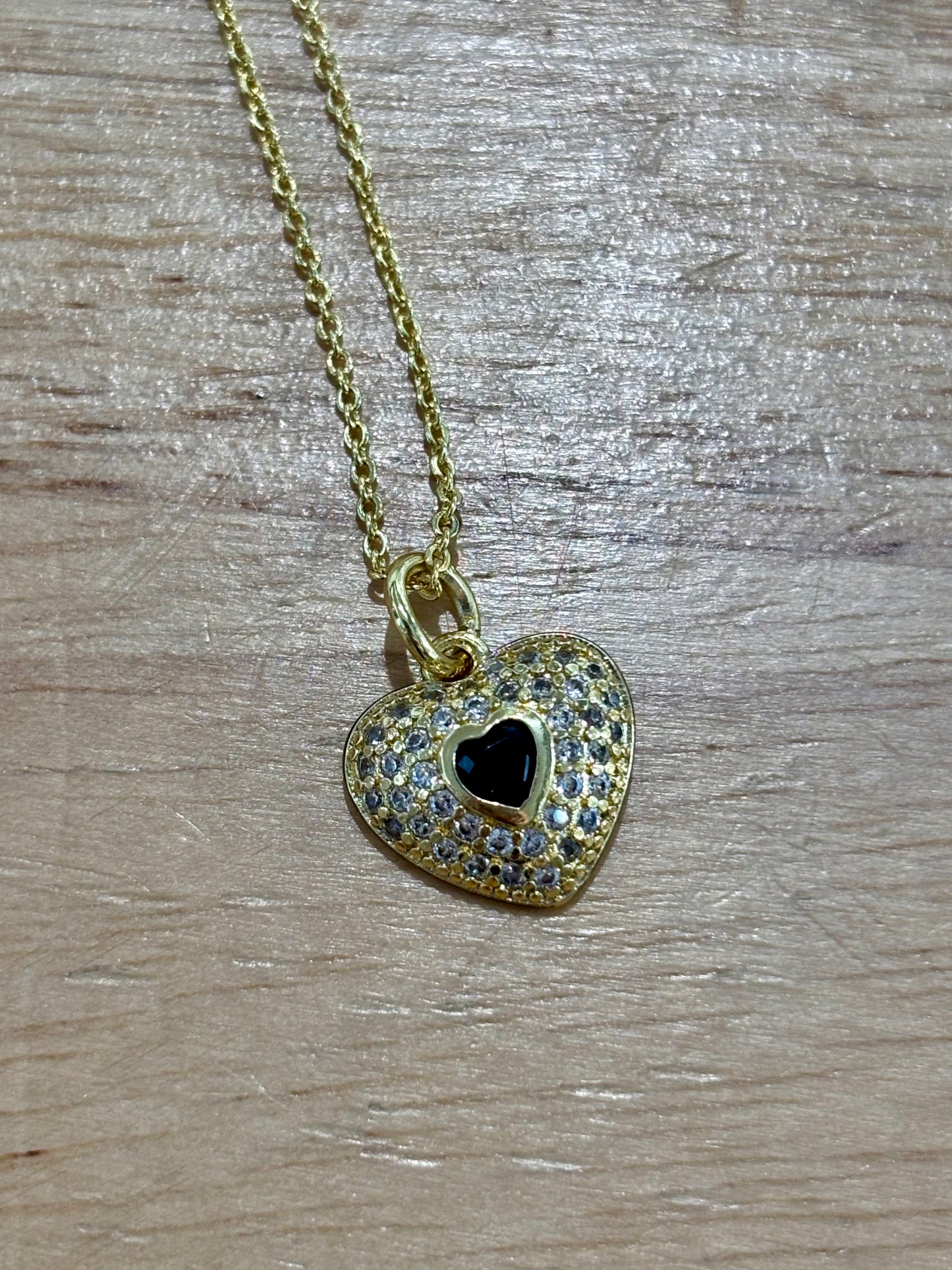 18kCopper Tiny Heart with Black Zircon