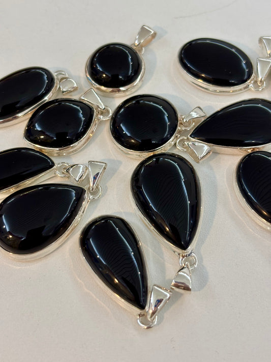 S925 Black Onyx Pendant