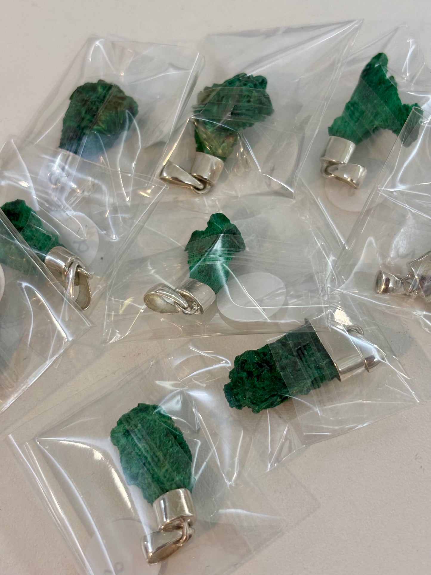 S925 Raw Malachite Pendant