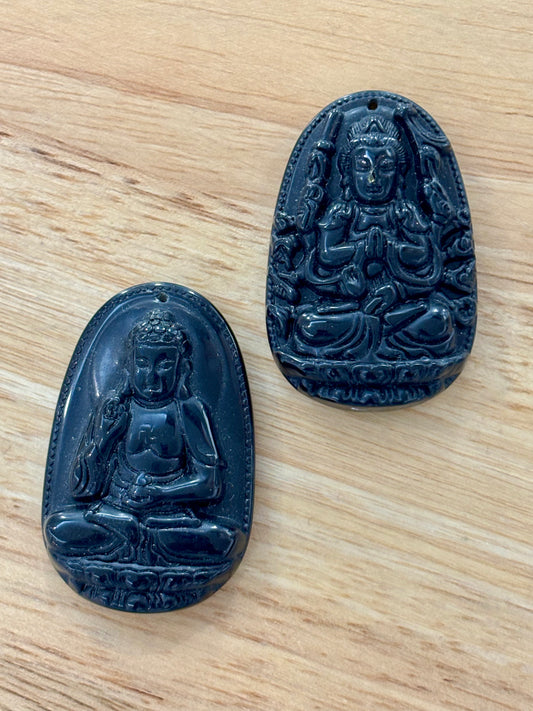Black Obsidian Buddha Pendant