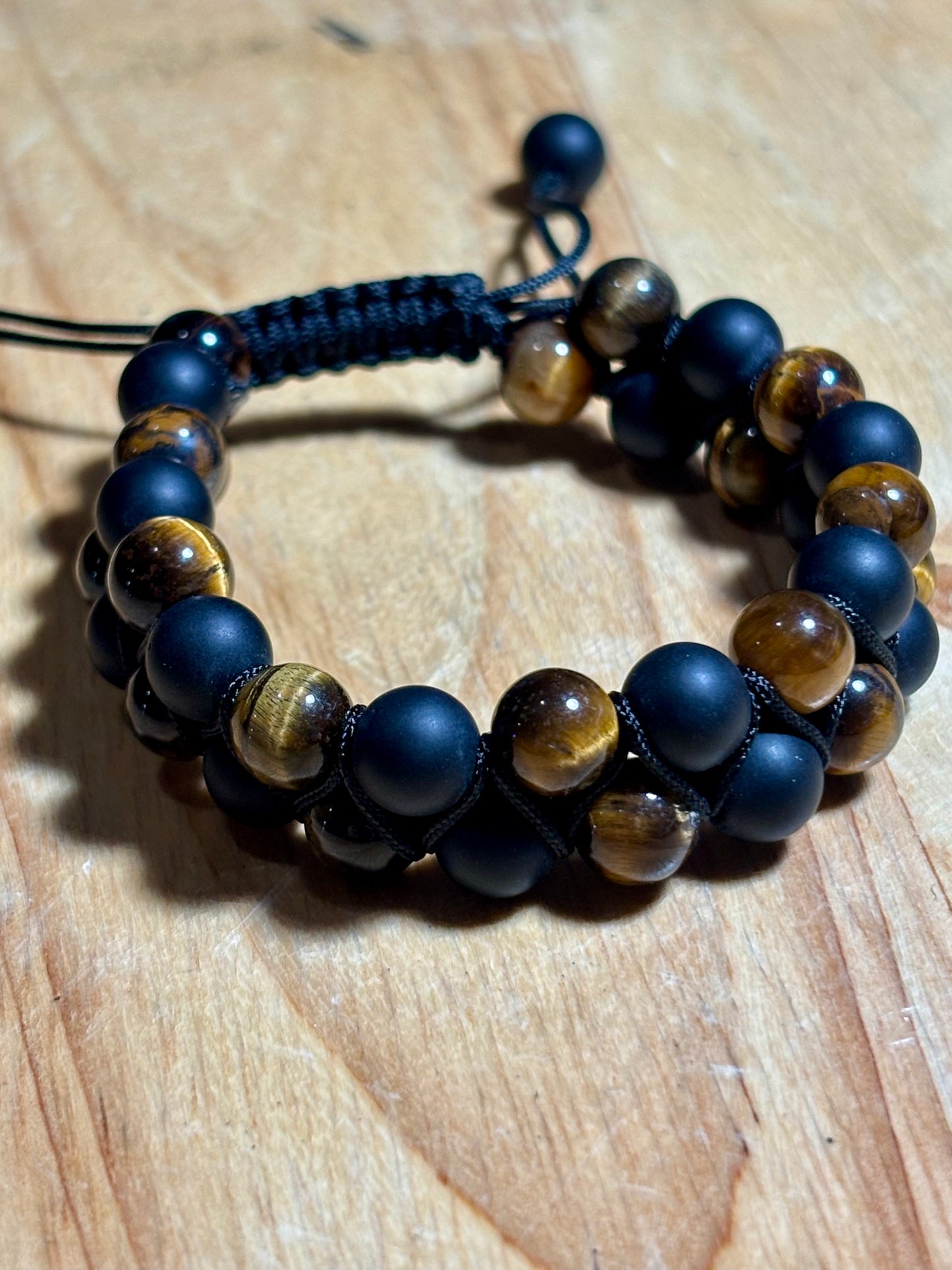 Mens Matte Black Tiger Eye Double
