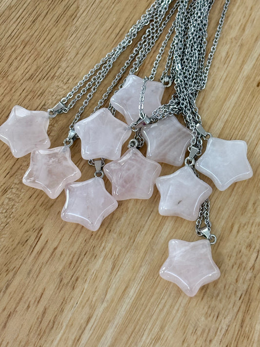 SS Rose Quartz Star Necklace