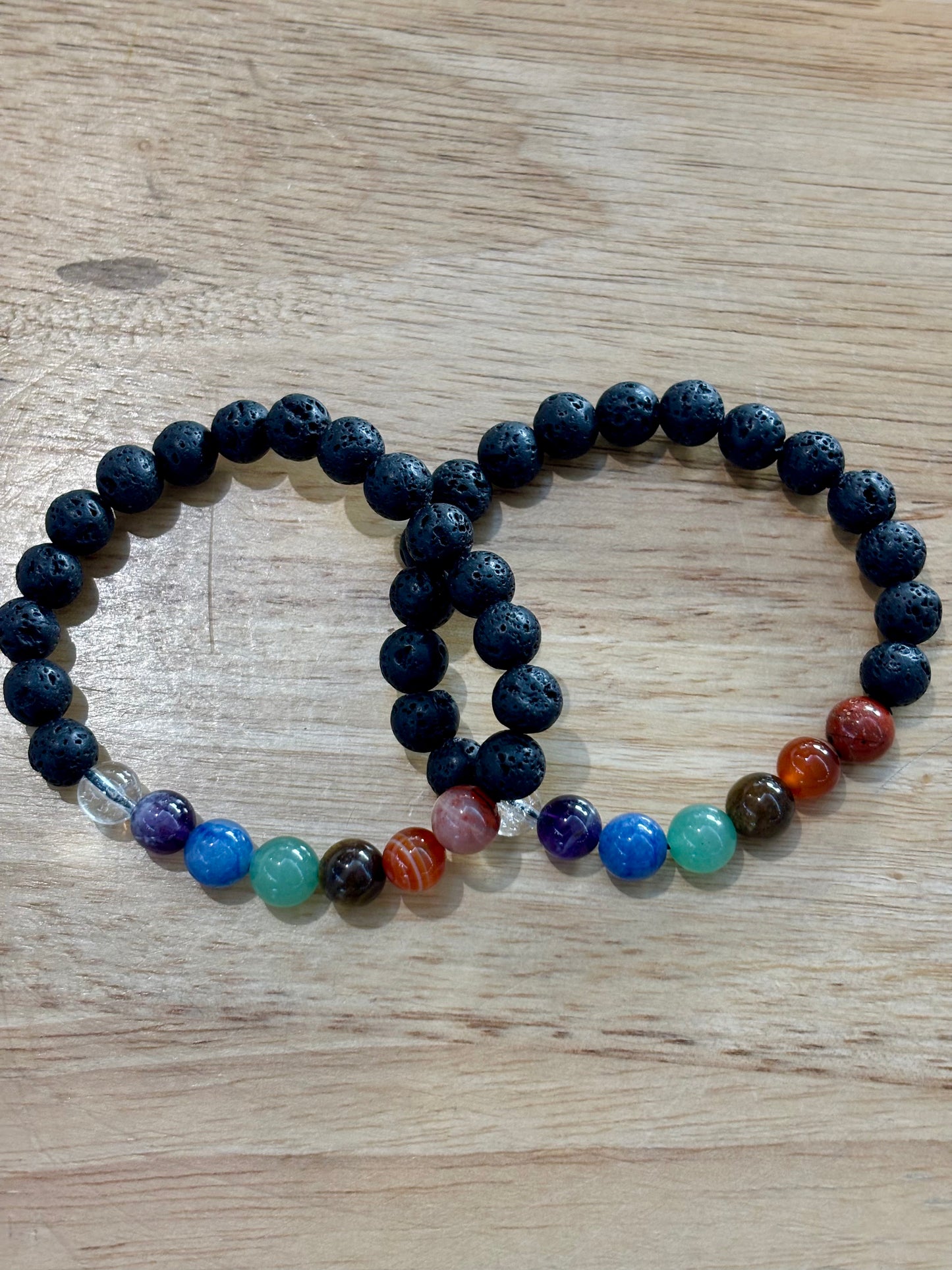 7 Chakra w Lava Stone 8mm Bracelet