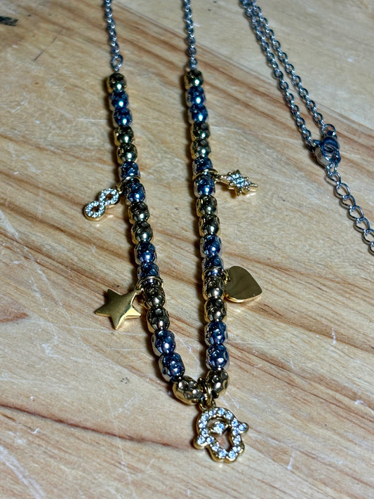 SS Gold and Silver Charm Necklace