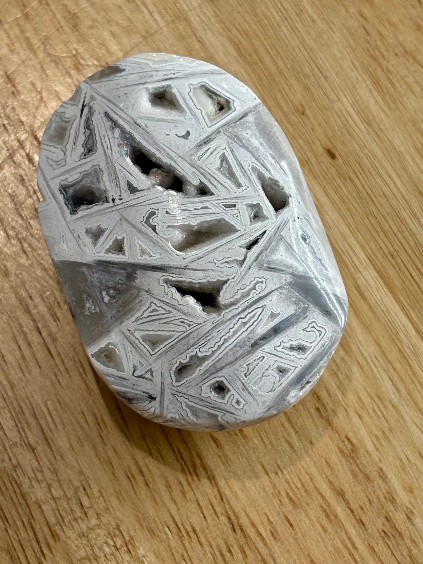 White Mexico Agate Palmstone