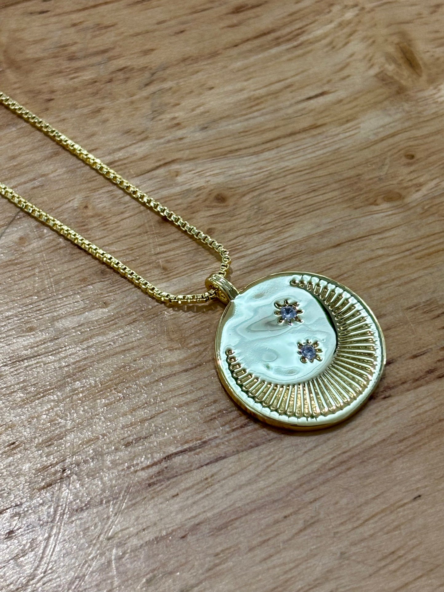 18kCopper Moon and Star Necklace