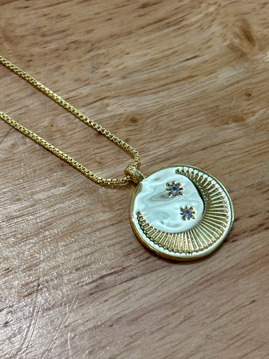 18kCopper Moon and Star Necklace