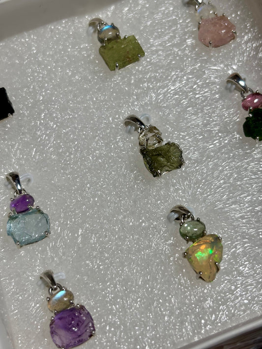 S925 2 Stone Pendant