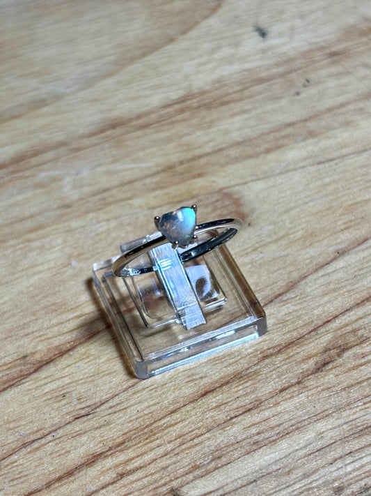 S925 Heart Labradorite Ring