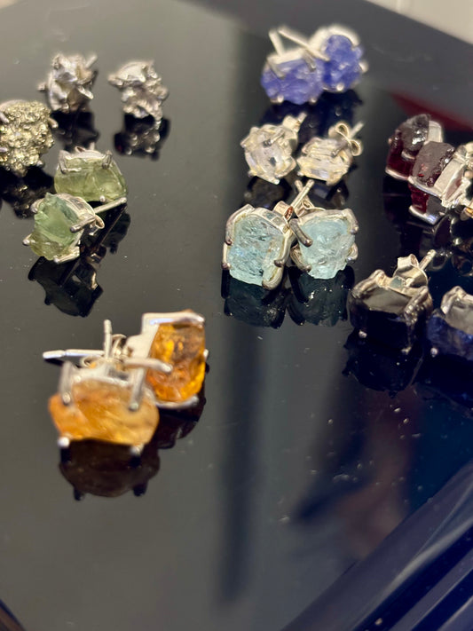 S925 Raw Stud Earrings