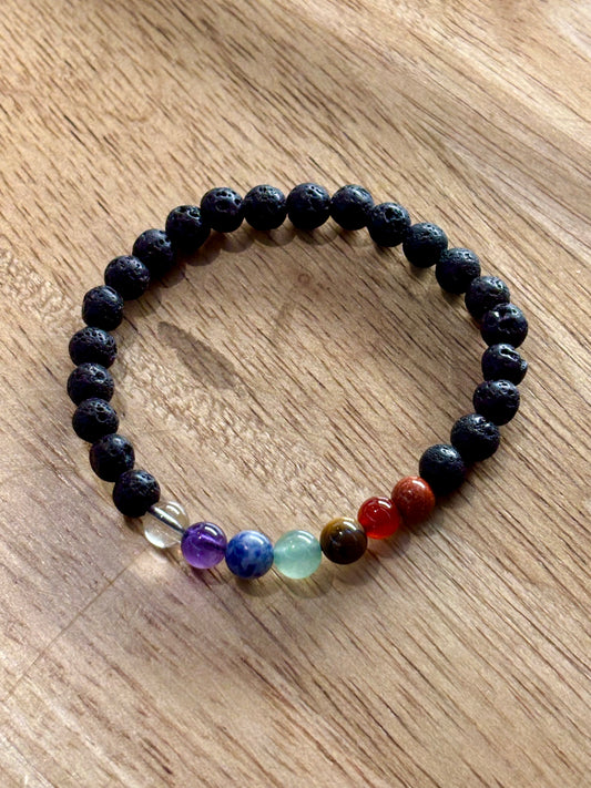 7 Chakra with Lava Stone 6mm Bracelet