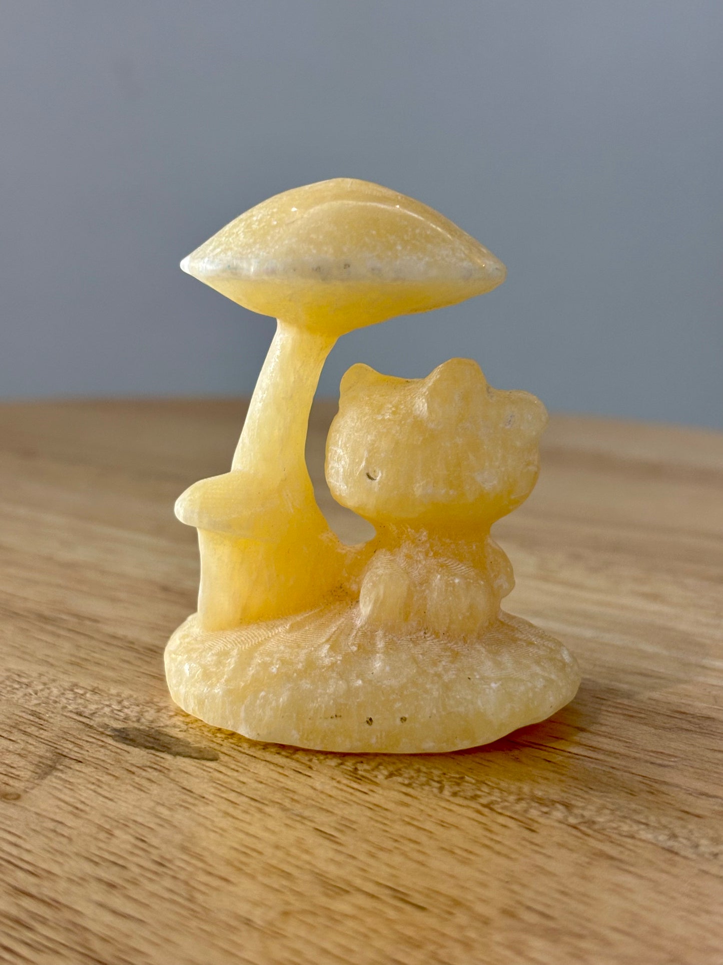 Yellow Calcite Hello Kitty Carving