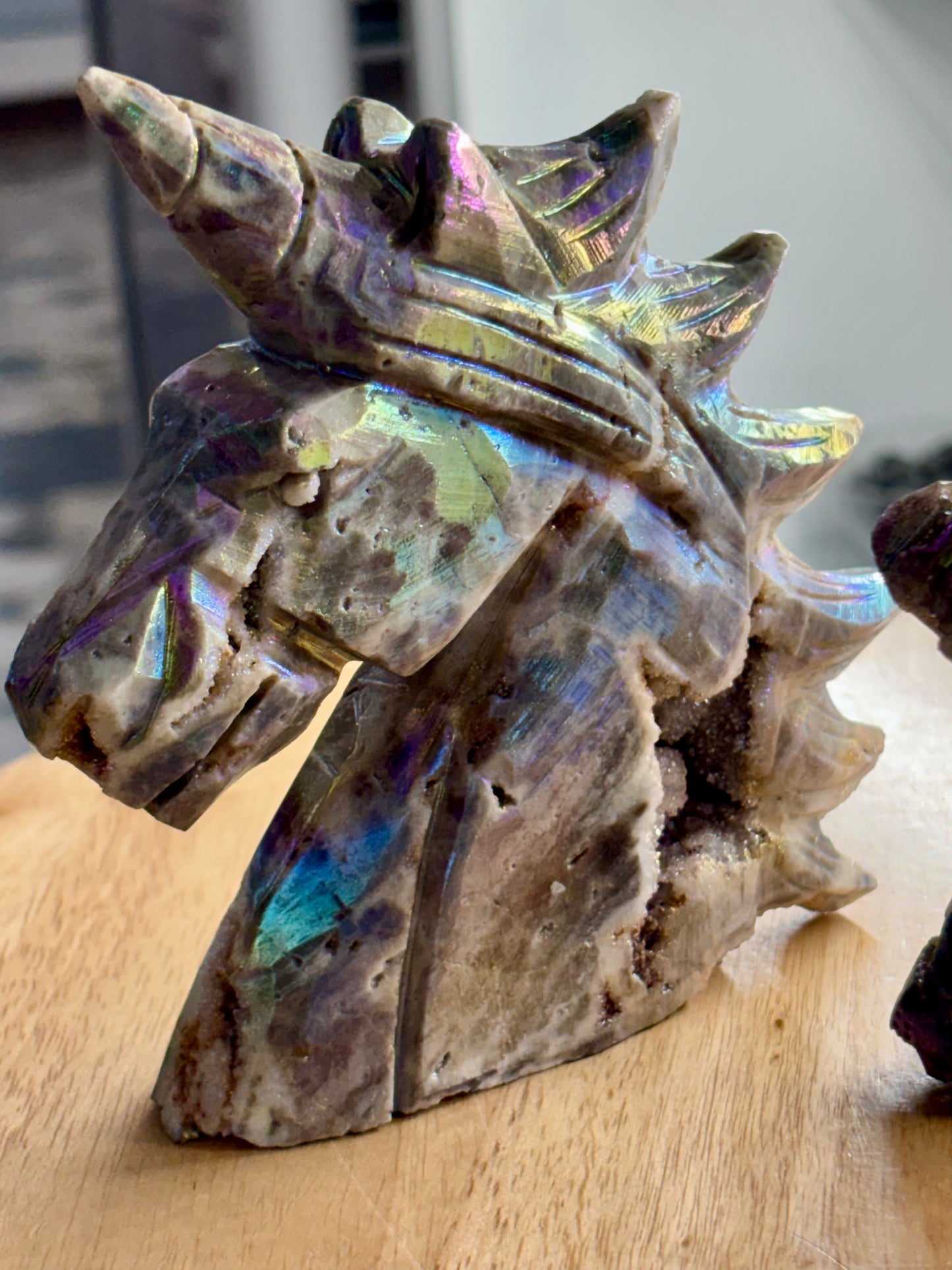 Aura Sphalerite Unicorn Carving